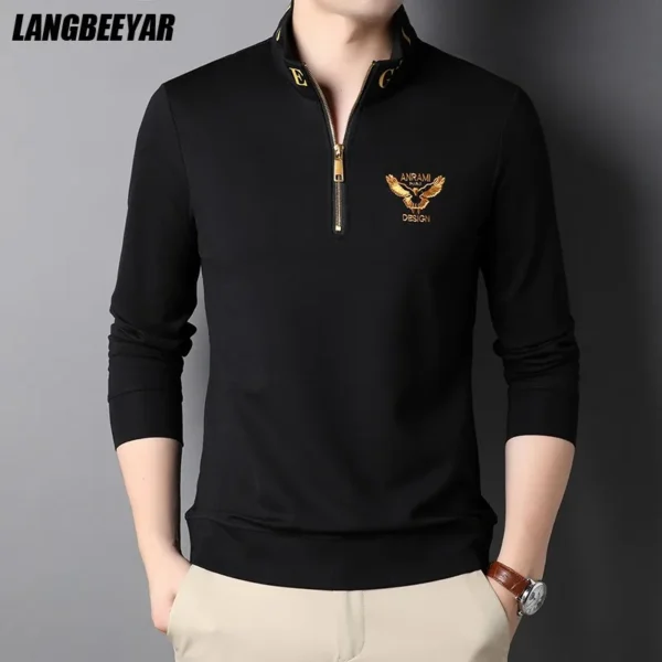 Top Grade Luxury New Brand Designer Casual Fashion Trendy Quarter Zip Pullover Hoodies Classic Edgy Sweatshirts Men's Clothes