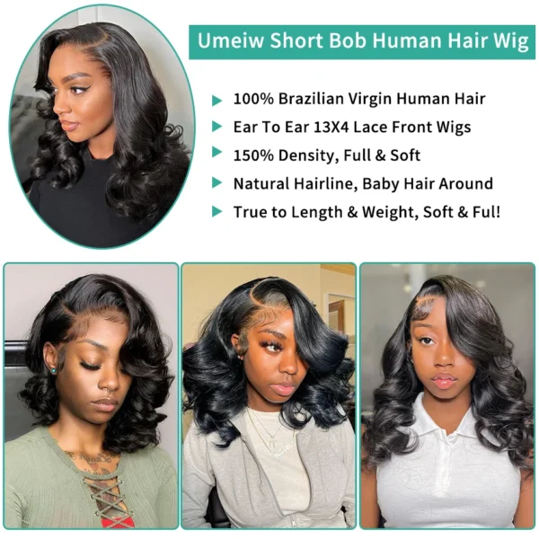 250% Body Water Wave Transparent Bob 13x6 Lace Front Human Hair Wigs 13x4 Lace Frontal Wig 5X5 Closure Brazilian Remy Hair Wig - Image 4