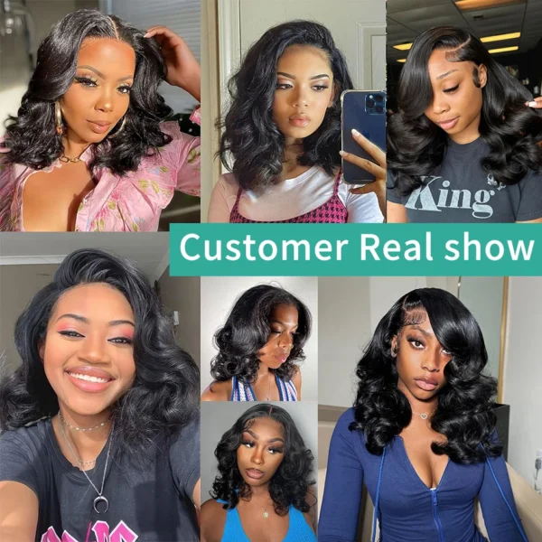 250% Body Water Wave Transparent Bob 13x6 Lace Front Human Hair Wigs 13x4 Lace Frontal Wig 5X5 Closure Brazilian Remy Hair Wig - Image 6