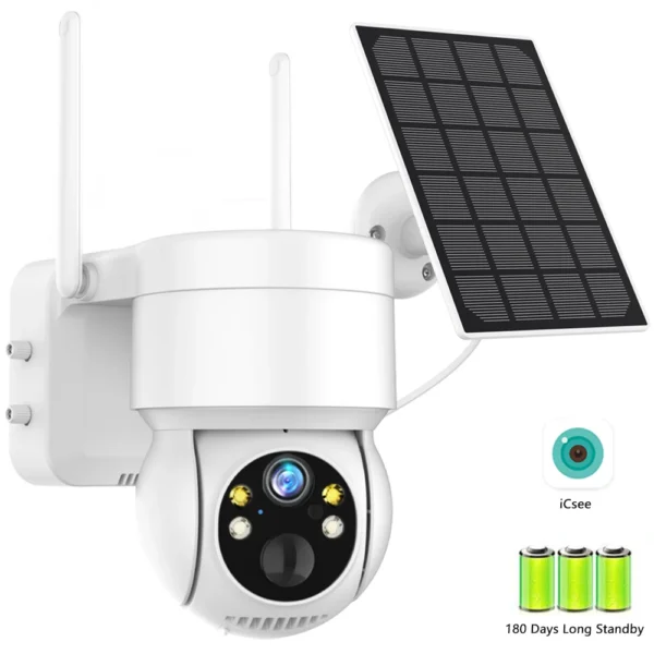 WiFi PTZ Camera Outdoor Wireless Solar IP Camera 4MP HD Built-in Battery Video Surveillance Camera Long Time Standby iCsee APP