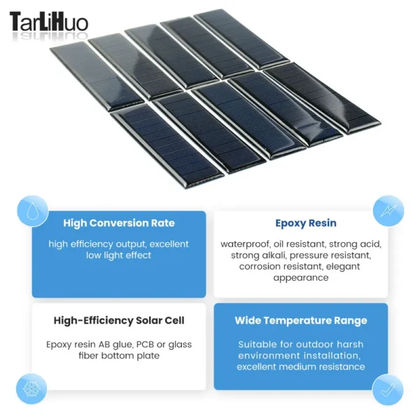 Diy Solar Cells 5V 75mA 80x45mm Polycrystalline Silicon Mini Solar Panel Generation for Battery Phone Chargers Camp Lawn Lamp - Image 5