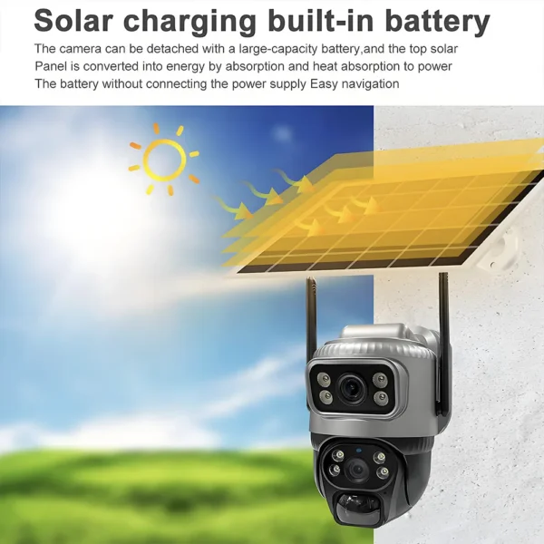 Solar Camera Outdoor Dual Lens 8MP 4G SIM IP 8000mAh Batteries Wireless Video Surveillance V380 Security Protection 360 CCTV - Image 6