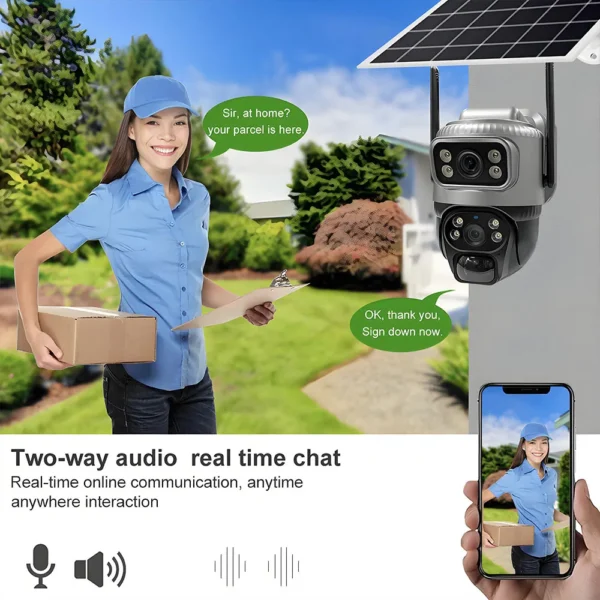 Solar Camera Outdoor Dual Lens 8MP 4G SIM IP 8000mAh Batteries Wireless Video Surveillance V380 Security Protection 360 CCTV - Image 3