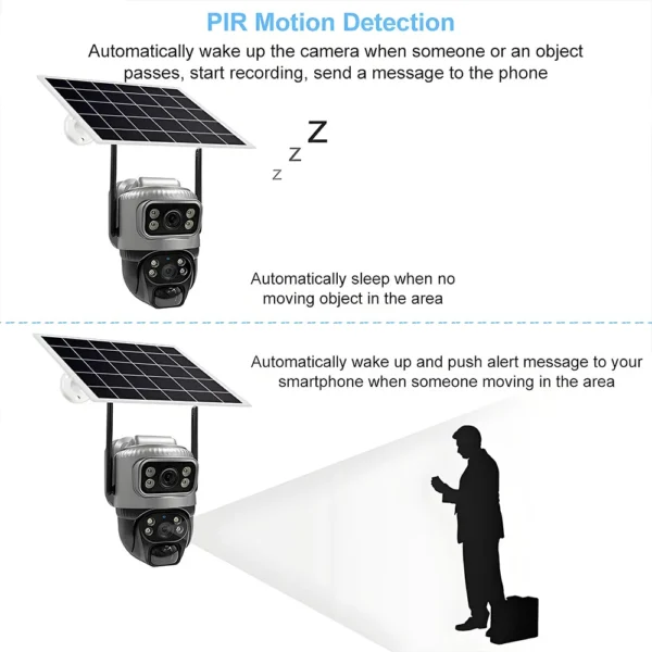 Solar Camera Outdoor Dual Lens 8MP 4G SIM IP 8000mAh Batteries Wireless Video Surveillance V380 Security Protection 360 CCTV - Image 4