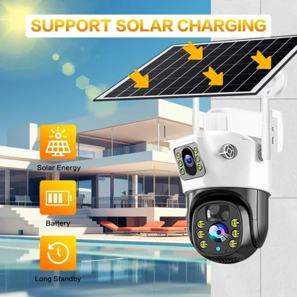 8MP Solar battery Camera Wireless Security System 12.5＂Monitor 10CH WiFi Home Surveillance NVR Kits Outdoor CCTV IP PTZ Cam Set - Image 3