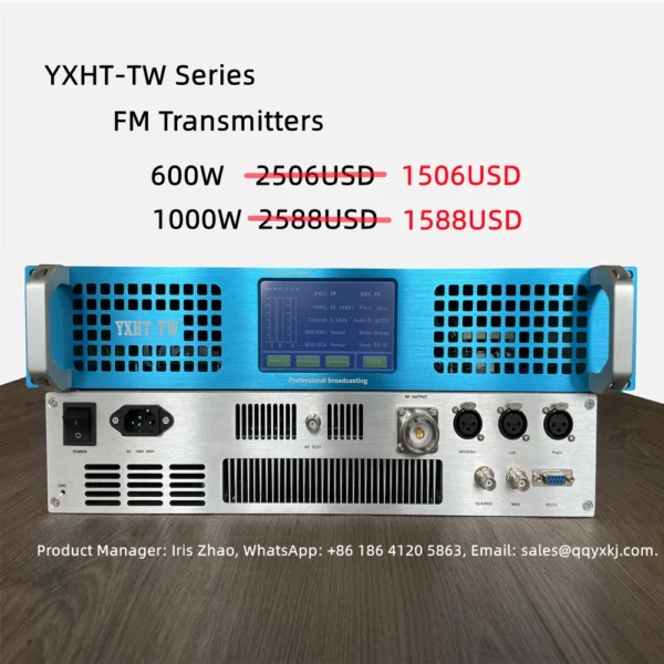 YXHT-TW Series 600W FM Transmitter Touch Screen Stereo Broadcast Equipment for School, Church, Radio Stations - Image 3