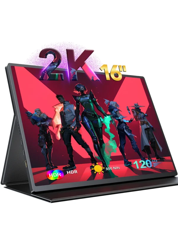 16" 2K Portable Monitor 2560*1600 16:10 100%sRGB 500Cd/m² 120Hz Gaming Display For Xbox PS5 Switch Laptop Mac Phone