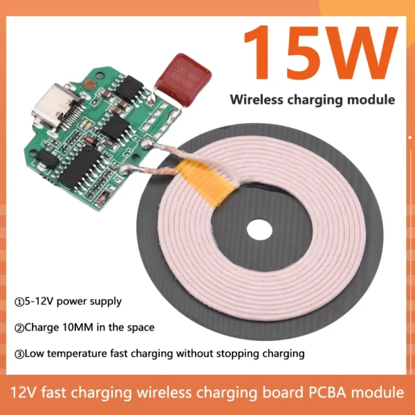 5-15W Fast Charging Motherboard Cell Phone Wireless Charger Module 12V Fast Charging Wireless Charging Board PCBA Module